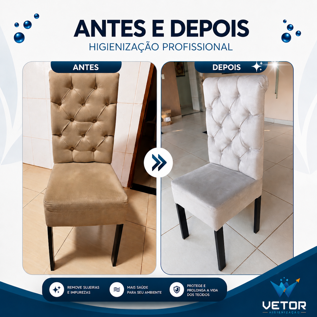 Antes e Depois • Cadeira Capitonê