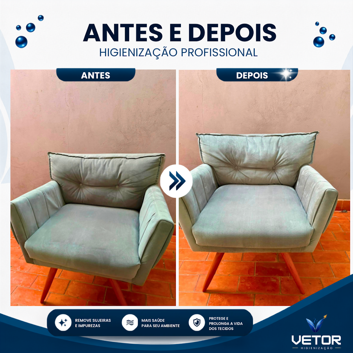Antes e Depois • Poltrona Veludo